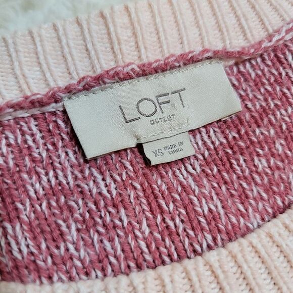 LOFT Sweater Pink Colorblock Ribbed Scoop Neck Long Sleeve Cuff Ties Sweater - Picture 5 of 7